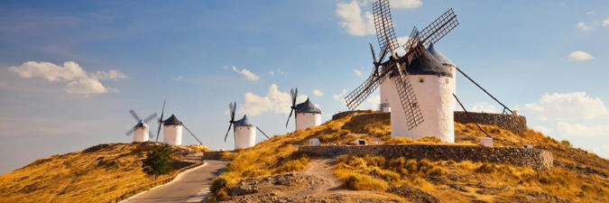 Viaje desde Madrid Toledo - Orgaz  - Puerto Lápice  - Campo de Criptana - Toboso - Ciudad Real* - Almagro*